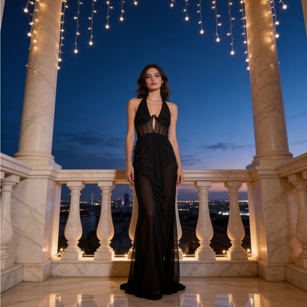 JJs House Black Backless Evening Gown